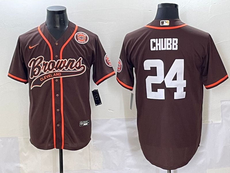 Men 2025 Cleveland Browns 24 Chubb Brown Joint Name Nike Limited NFL Jersey style 5